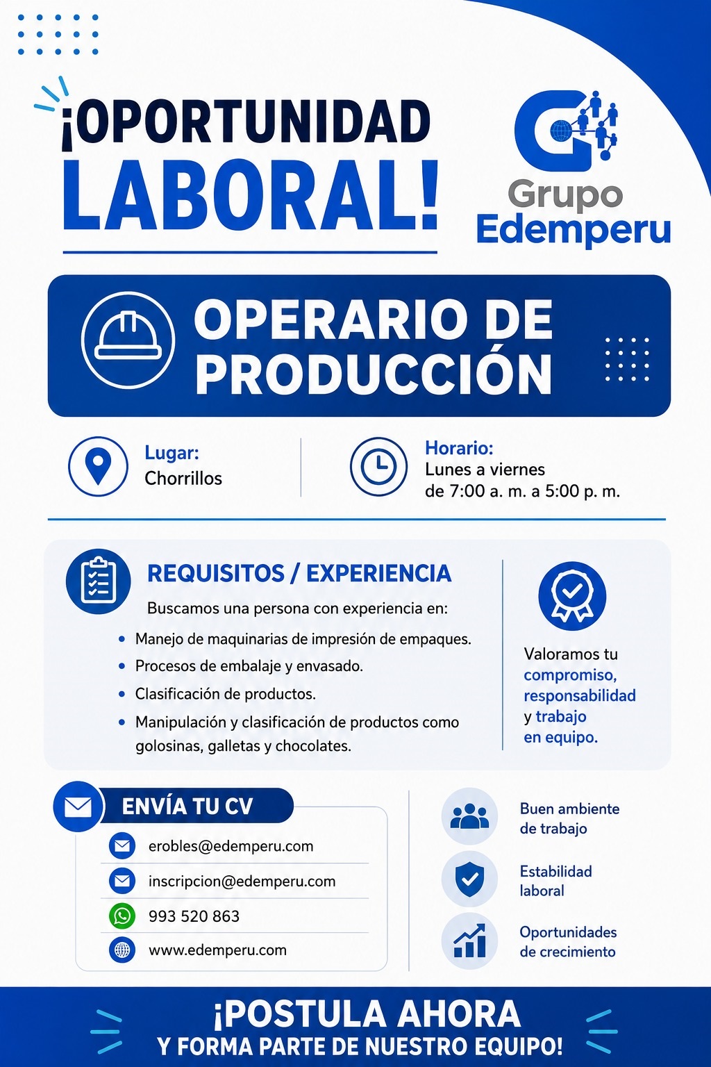 OPERARIOS PARA CHORRILLOS